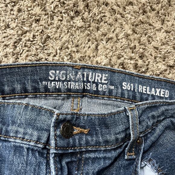 Levi's Signature S61 Relaxed Straight Leg Jeans Men's 36x30 Blue Distressed - Picture 3 of 9